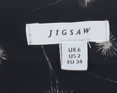 Jigsaw Women's Black Floral Blouse, UK 6, Boat Neck
