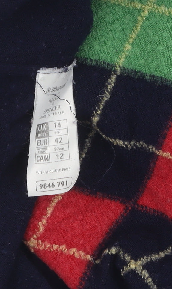 Marks & Spencer Women's Multicoloured Argyle Pullover, Size 14