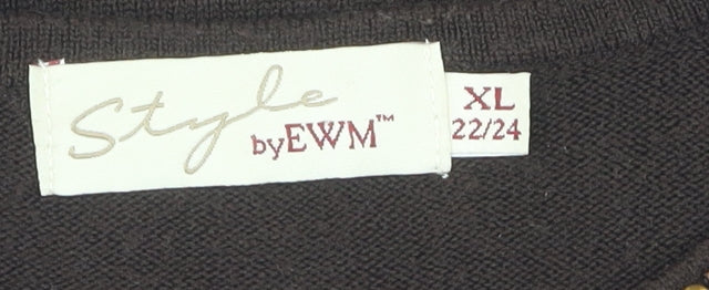 Style by EWM Women's Brown V-Neck Jumper Size 22/24