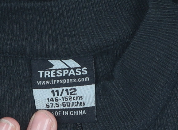 Trespass Girls Black Basic Jacket 11-12 Yrs Zip Activewear