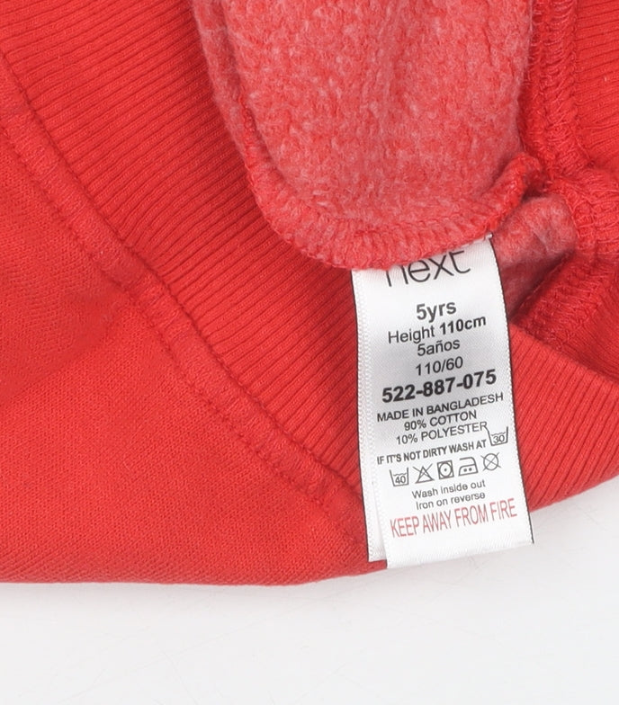 Next Girls Red Christmas Sequin Pullover Jumper 5 Years