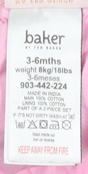 Baker by Ted Baker Unisex Pink Cotton Shorts 3-6 Months Elastic Waist