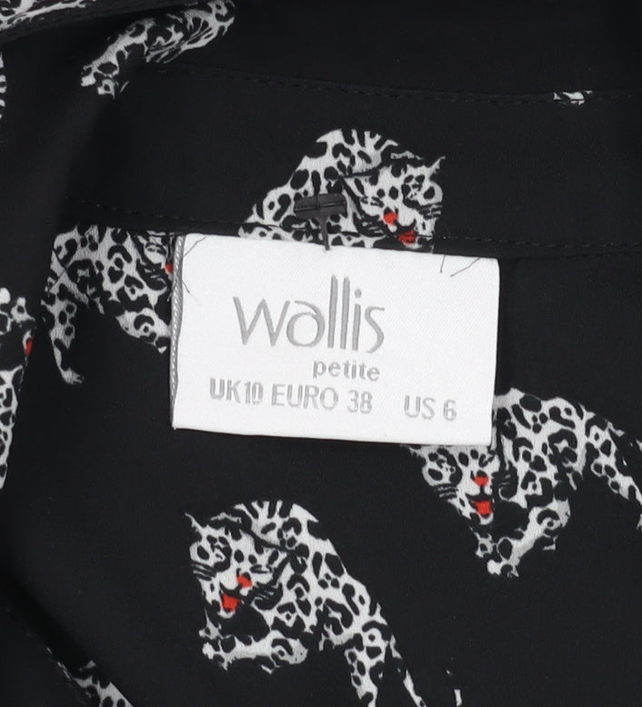 Wallis Women's Black Animal Print Button-Up Shirt