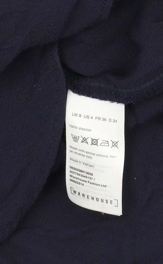 Warehouse Women's Blue V-Neck Blouse Size 8