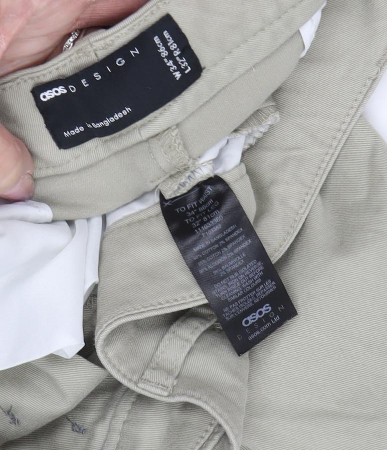 ASOS Design Men's Beige Chino Trousers Size L