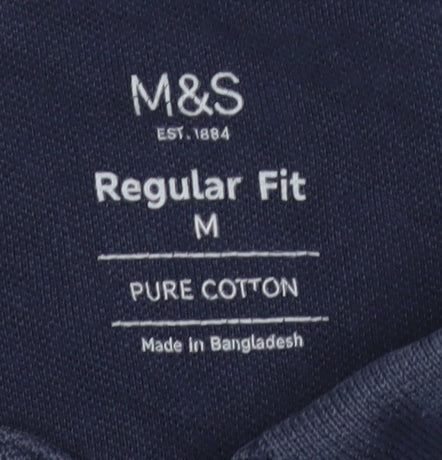 Marks & Spencer Men's Blue Polo Shirt M, Regular Fit