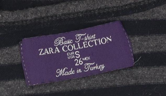 Zara Collection Women's Black Striped T-Shirt Size S