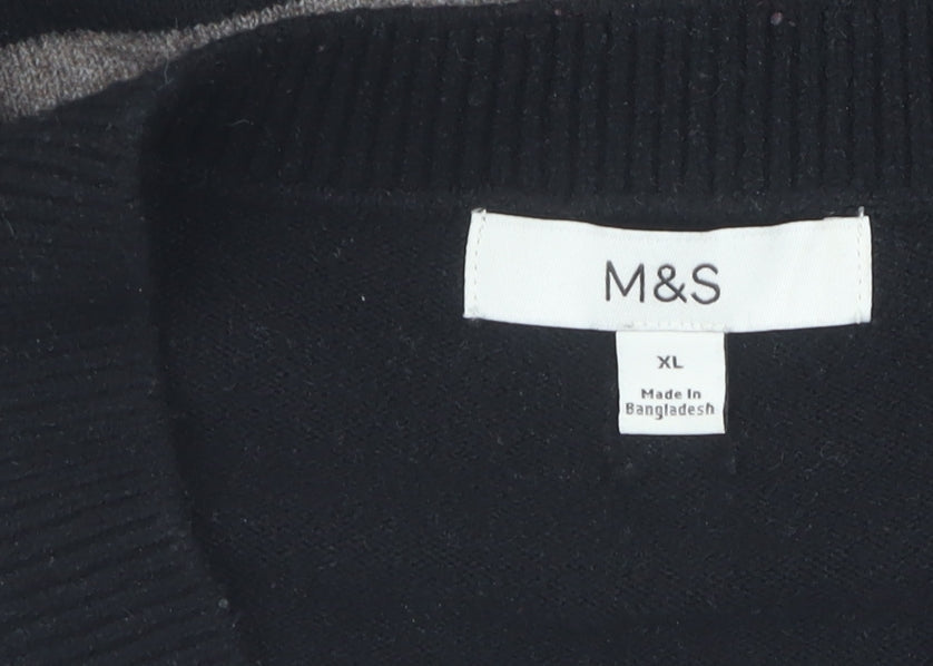 Marks & Spencer Women's Black Striped XL Pullover Jumper