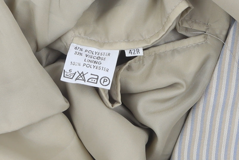 Gurteen Men's Beige Striped Blazer, 42R, Regular Fit