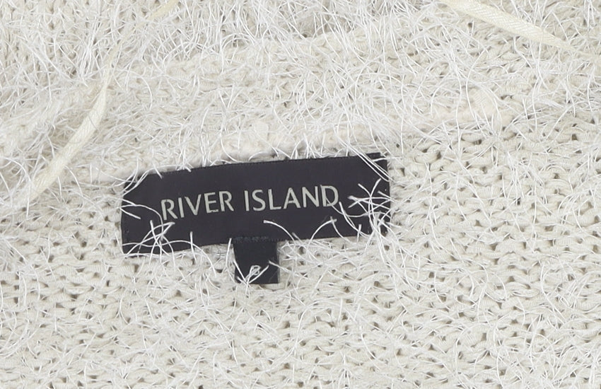 River Island Women's Ivory Cardigan, Knit, Pockets