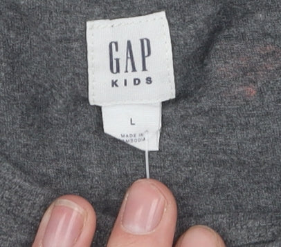 Gap Girls Grey Heart Print Skater Dress L Long Sleeve