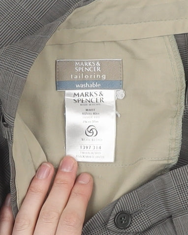Marks & Spencer Grey Check Dress Pants, Size 10, Unisex