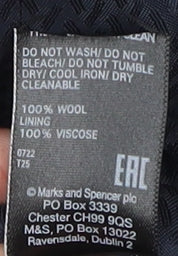 Brand and care label for Jaeger Men's Blue Blazer, size 40R, Wool, Formal