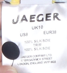 Brand and care label for Jaeger Women's Multicoloured Geometric Silk Blouse