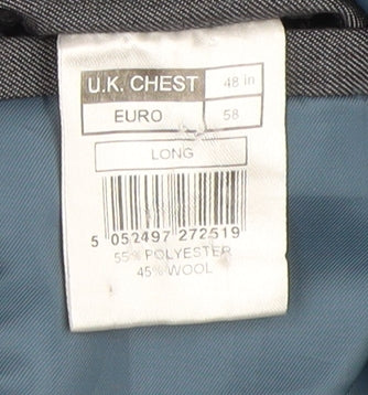 Centaur Men's Grey Blazer, 48, Long, Single-Breasted