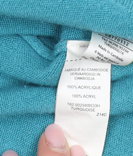 Marks & Spencer Women's Blue V-Neck Pullover Jumper