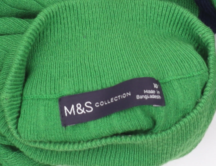 Marks and Spencer Women's Green Mock Neck Pullover Jumper