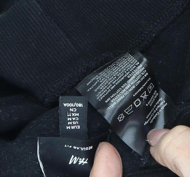 H&M Men's Black Graphic Pullover Hoodie M