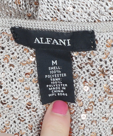 Alfani Women's Beige Cold Shoulder Pullover M
