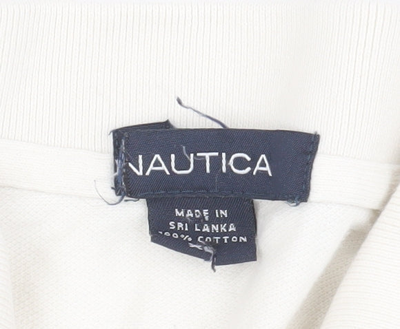 Nautica Men's Beige Polo Shirt, Short Sleeve, Cotton XL
