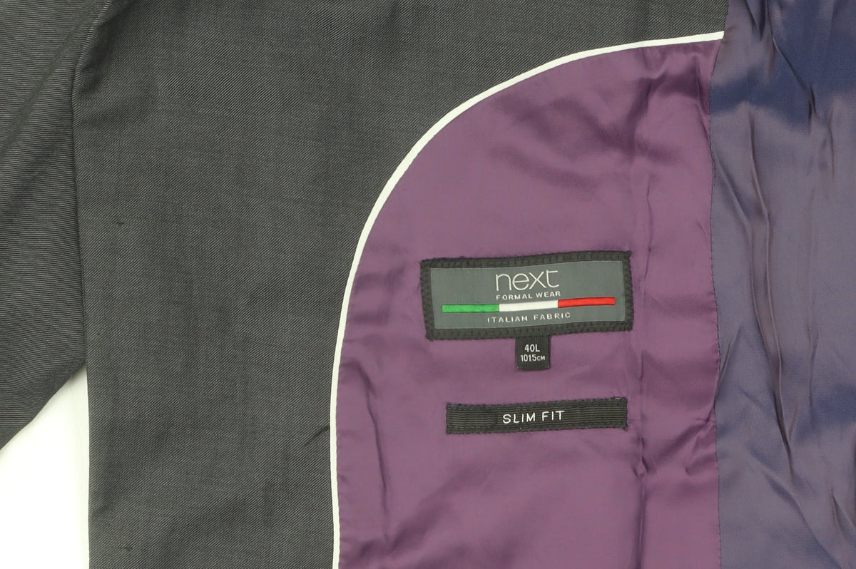 Next Men's Grey Slim Fit Long Blazer 40L