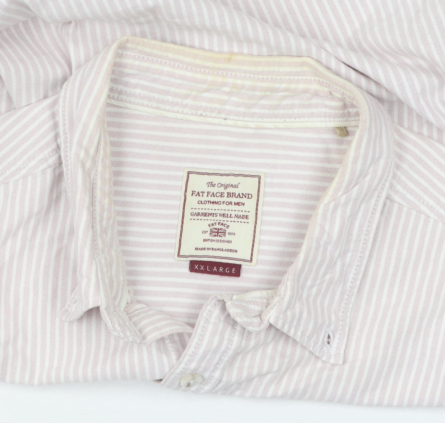 FatFace Men's Beige Striped Long Sleeve Shirt XL