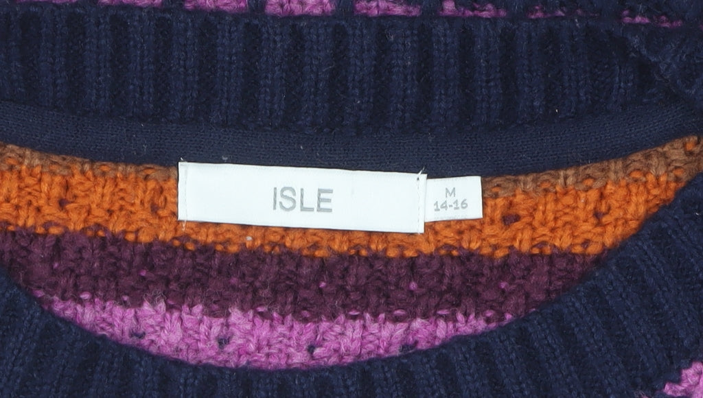 ISLE Women's Multicoloured Striped Pullover Jumper - Size M