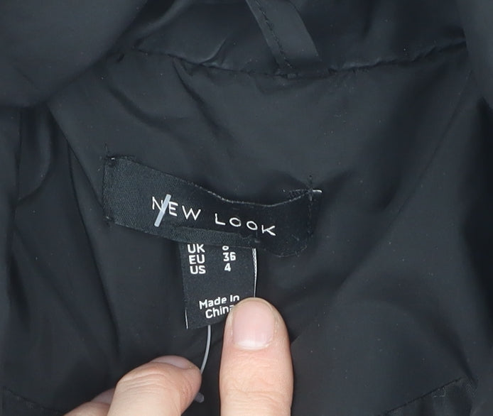 New Look Women's Black Puffer Jacket Size 4, Winter Essential