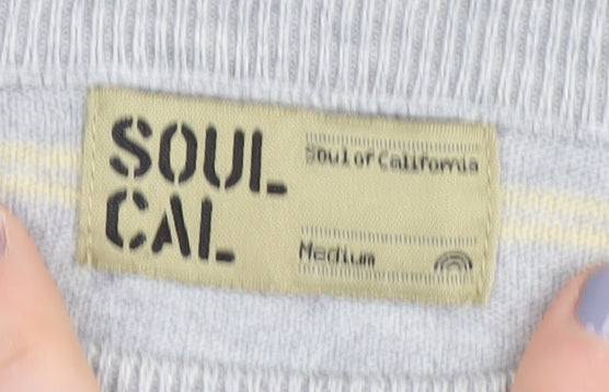 Soul Cal Women's Grey Striped Pullover Medium