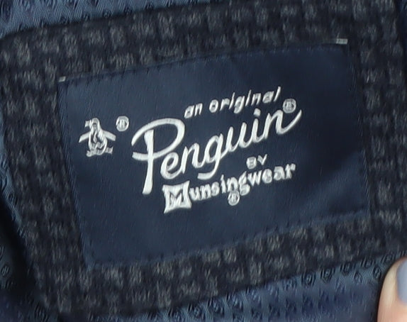Penguin Men's Blue Blazer, 38, Geometric Pattern, Regular Fit