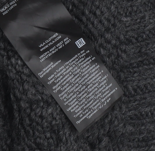 Vila Women's Black Cable-Knit Vest Jumper Size L