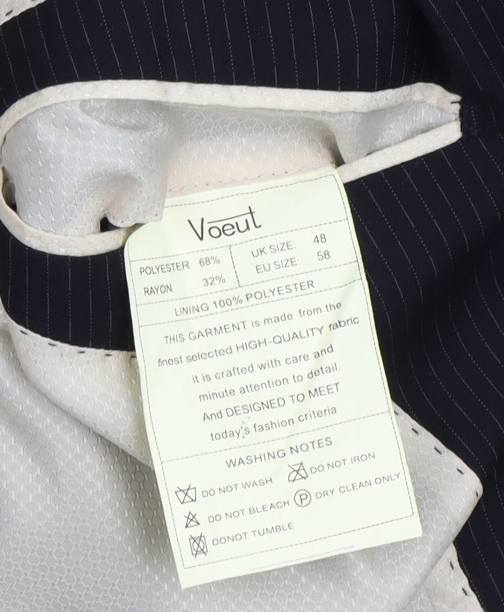 Voeut Men's Black Striped Suit Jacket Size 48