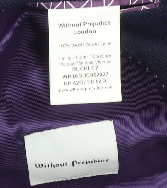 Without Prejudice Men's Blue Wool Blazer 42R Regular Fit