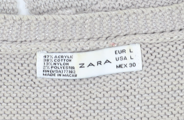 Zara Women's Beige Knit Vest - Size L