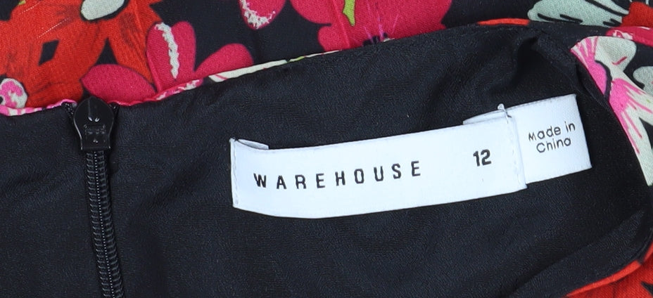 Warehouse Women Multicoloured Floral A-Line Dress Size 12
