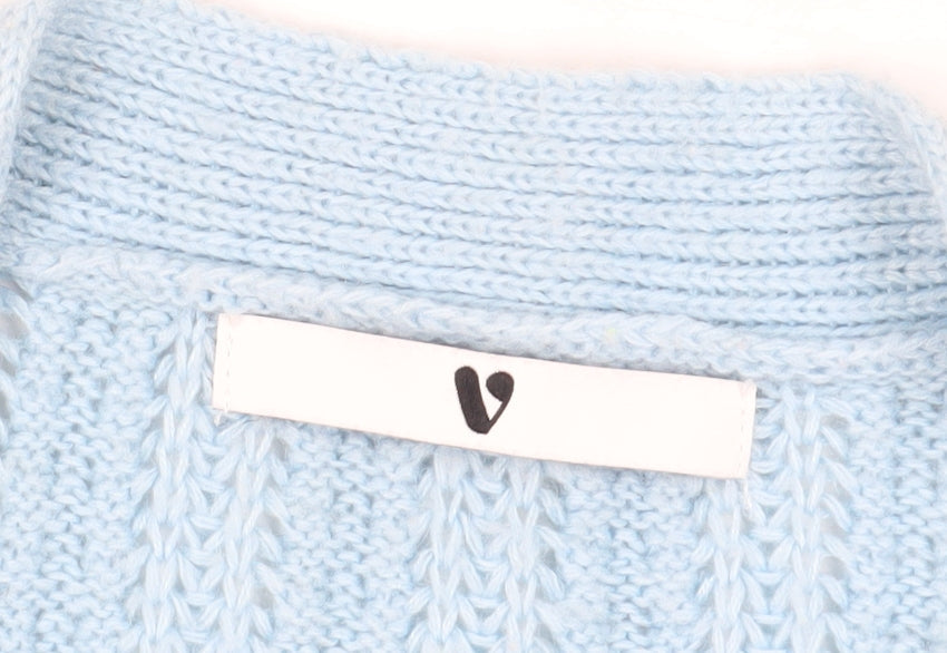 Very Women's Blue V-Neck Cardigan, Size M, Wool Blend