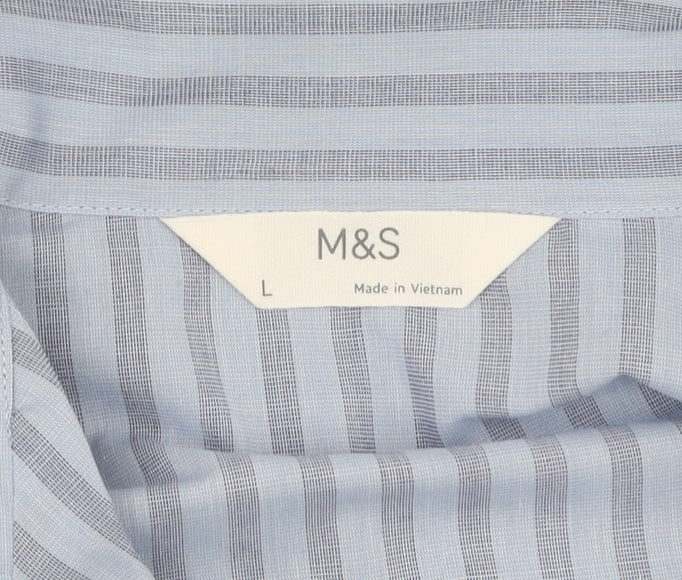 Marks & Spencer Women's Blue Striped Pyjama Top L