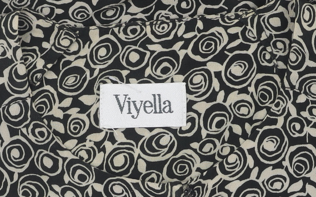Viyella Women's Black Silk Floral Blouse, Size 12