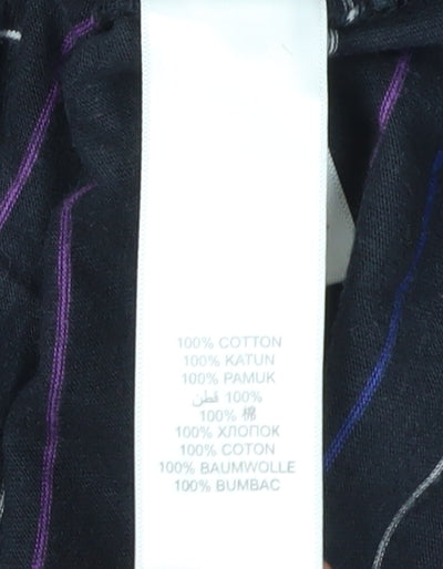 Thomas Nash Men's Black Striped Polo, Size L