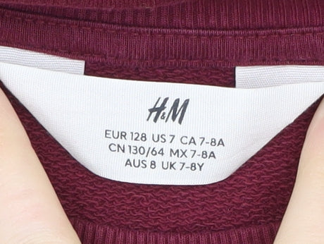 H&M Girls Red Pullover Sweatshirt, 8 Years, Ruffle Accent