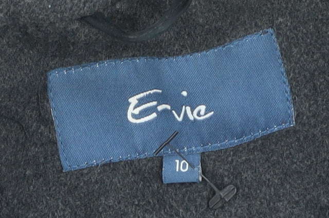 Evie Women's Grey Pea Coat - Size 10, Belted, Buttoned
