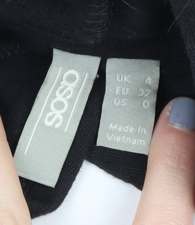 Black ASOS Women's Pullover Hoodie Size 4, Cotton Blend