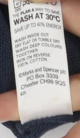 Marks & Spencer Men's Blue V-Neck Pullover Jumper S