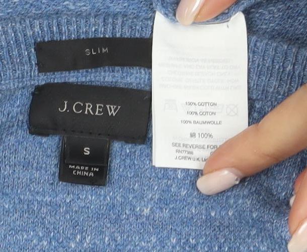 Close-up detail of J.Crew Men's Blue Slim Fit jumper, S