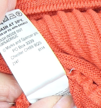 Marks & Spencer Women's Orange Crew Neck Pullover Jumper Size 12