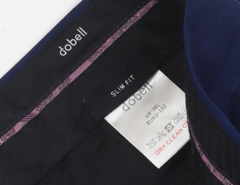Dobell Men's Blue Slim Fit Dress Pants 36L