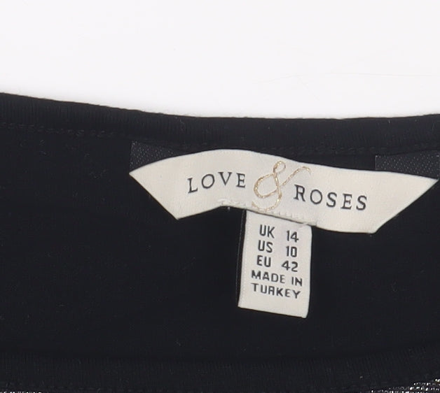 Love & Roses Women's Geometric Satin Blouse, Size 14