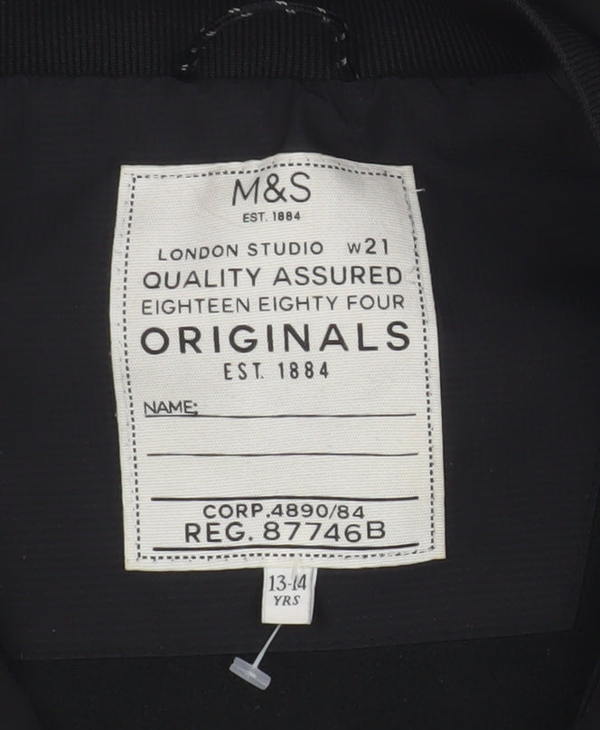 Marks & Spencer Teen Black Parka Jacket, Size 13-14