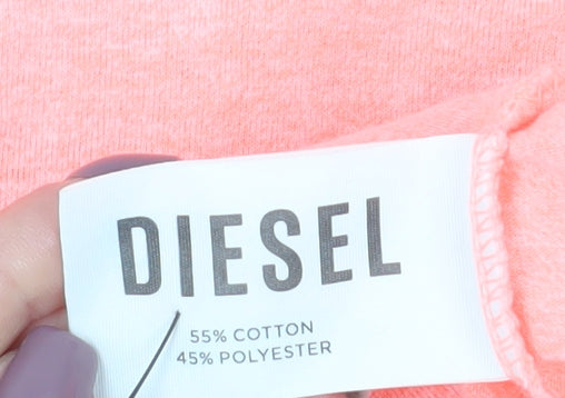 Diesel Girls Pink XL Basic T-Shirt with Logo