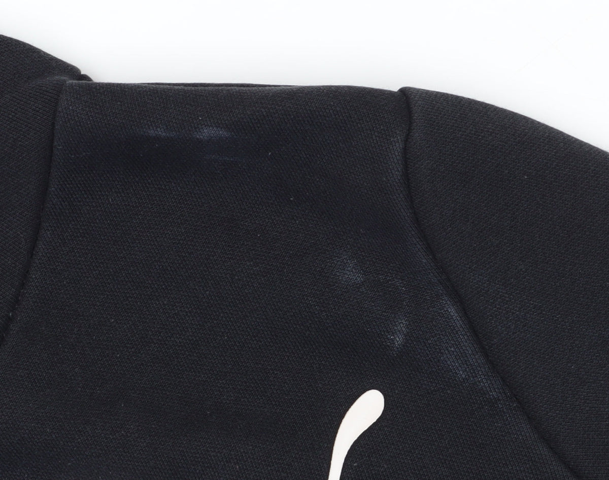 Puma Women's Black Hoodie with Logo, Size 16, Drawstring